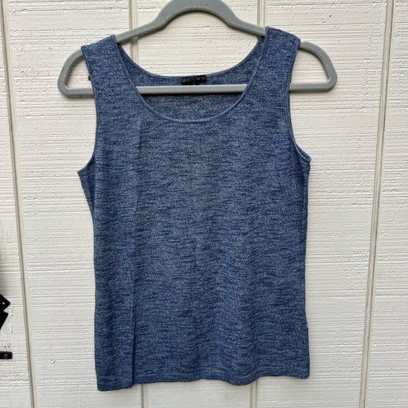 Lafayette 148 Knit Top Women L Blue Linen Viscose Quiet Luxury Modest Minimalist - Picture 1 of 5
